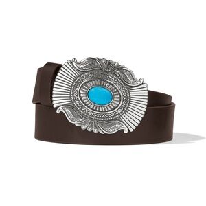 Brighton Raindance Belt Size Large Brown Leather Silver Plated Handcrafted